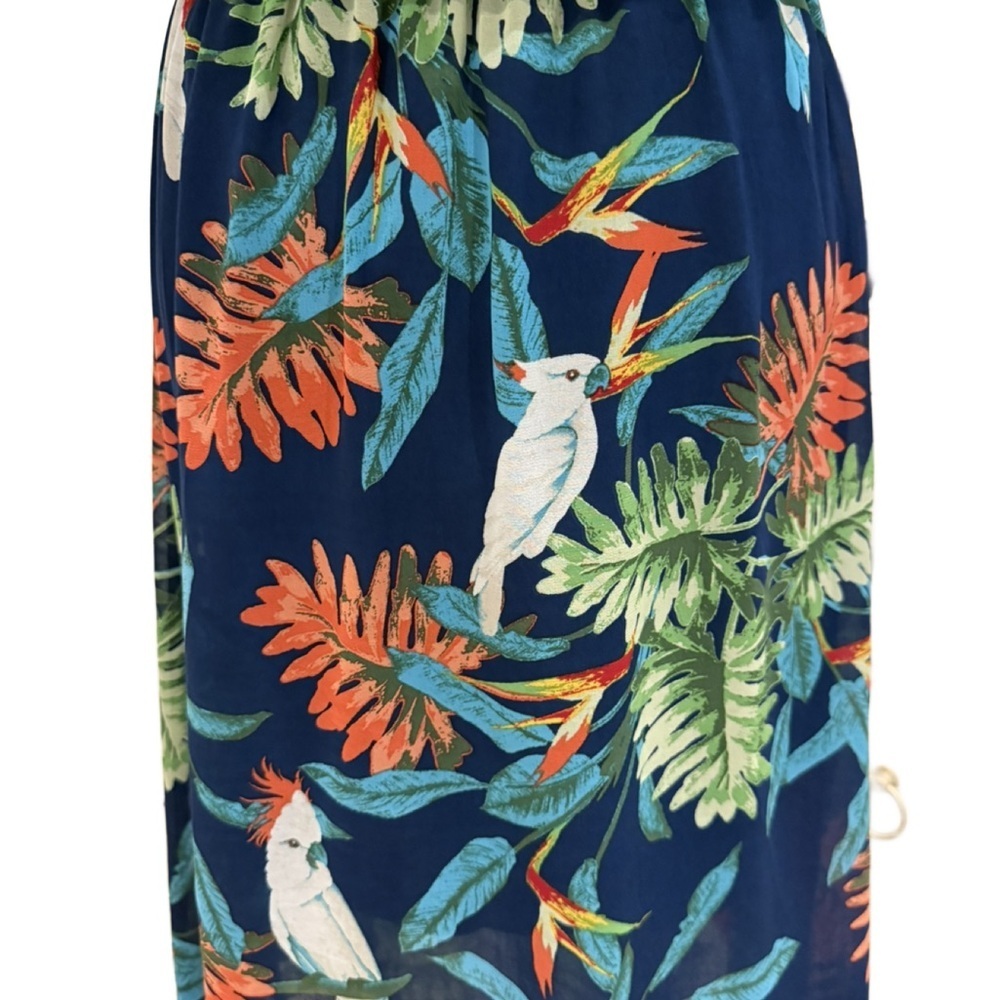 C Navy Tropical Midi Dress with Green and Orange Foliage - Picture 4 of 8